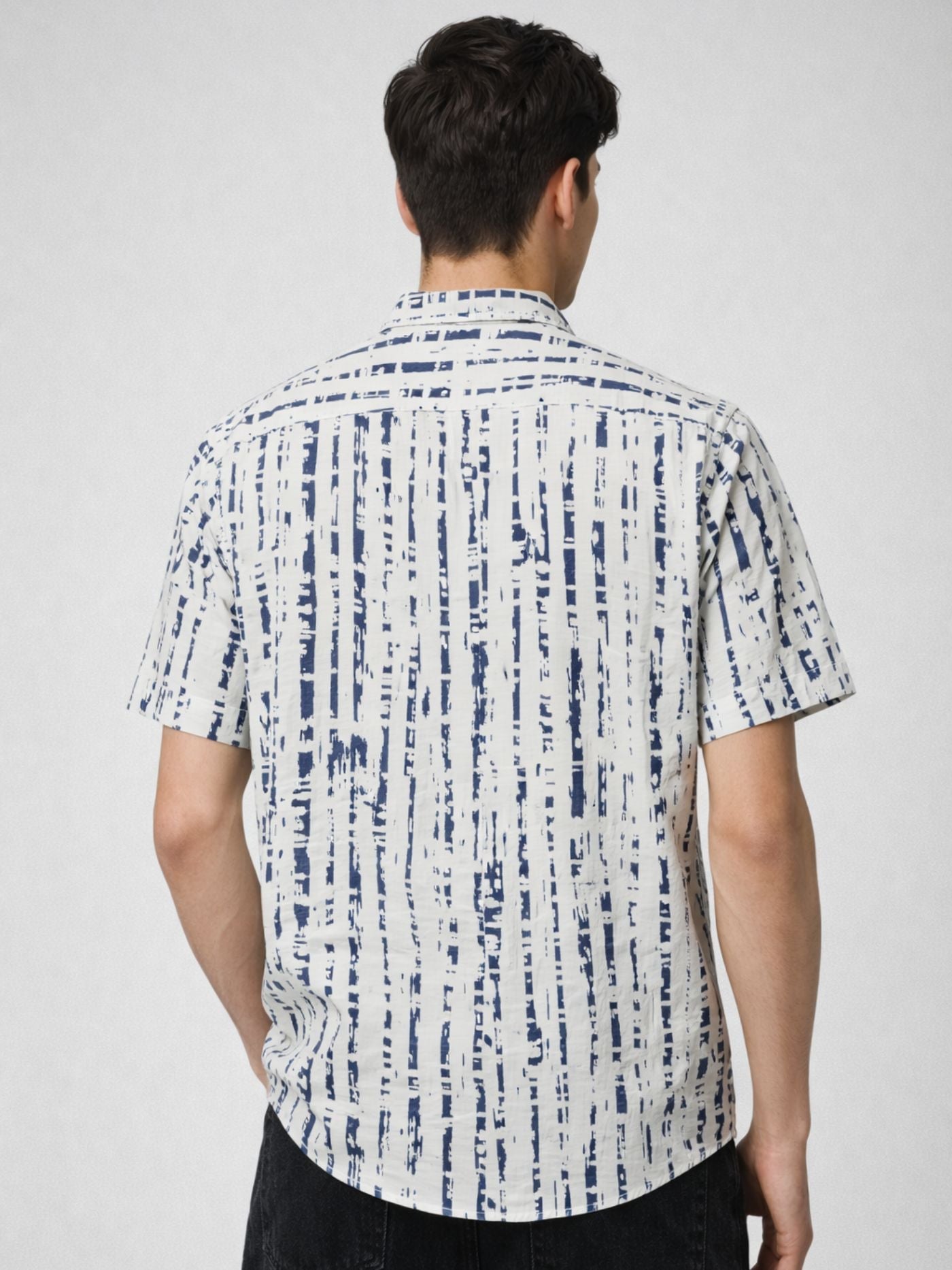 Back view of abstract stripe men shirt