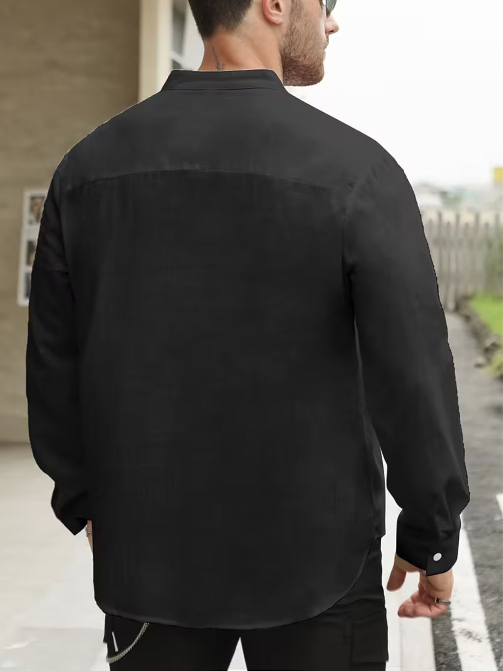 Modern Black Henley Regular-Fit Shirt