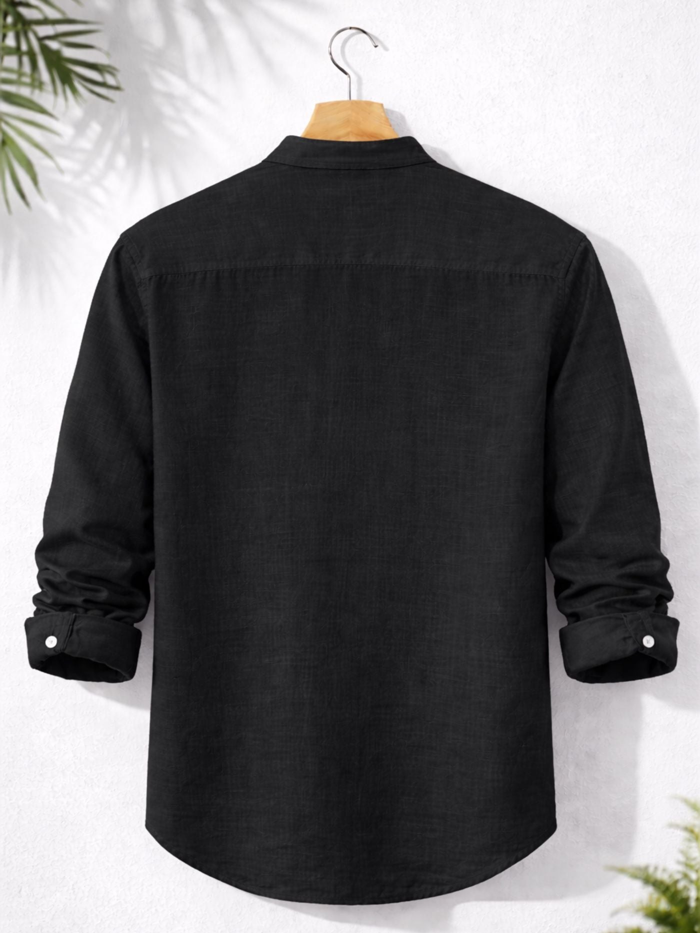 Modern Black Henley Regular-Fit Shirt