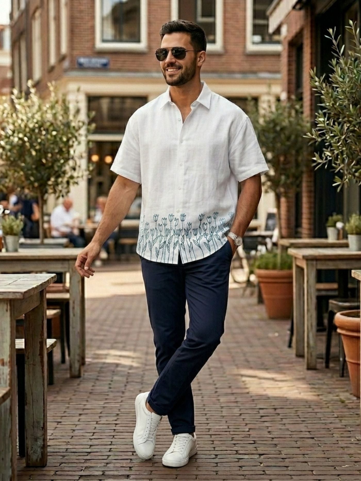 White Meadow Embroidered Shirt