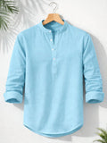 Sky Blue Henley Regular-Fit Shirt