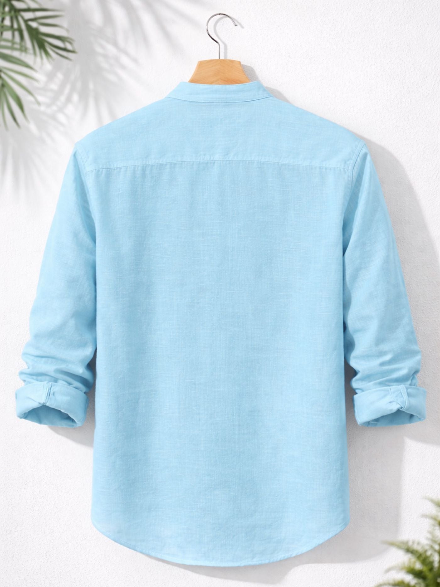 Sky Blue Henley Regular-Fit Shirt