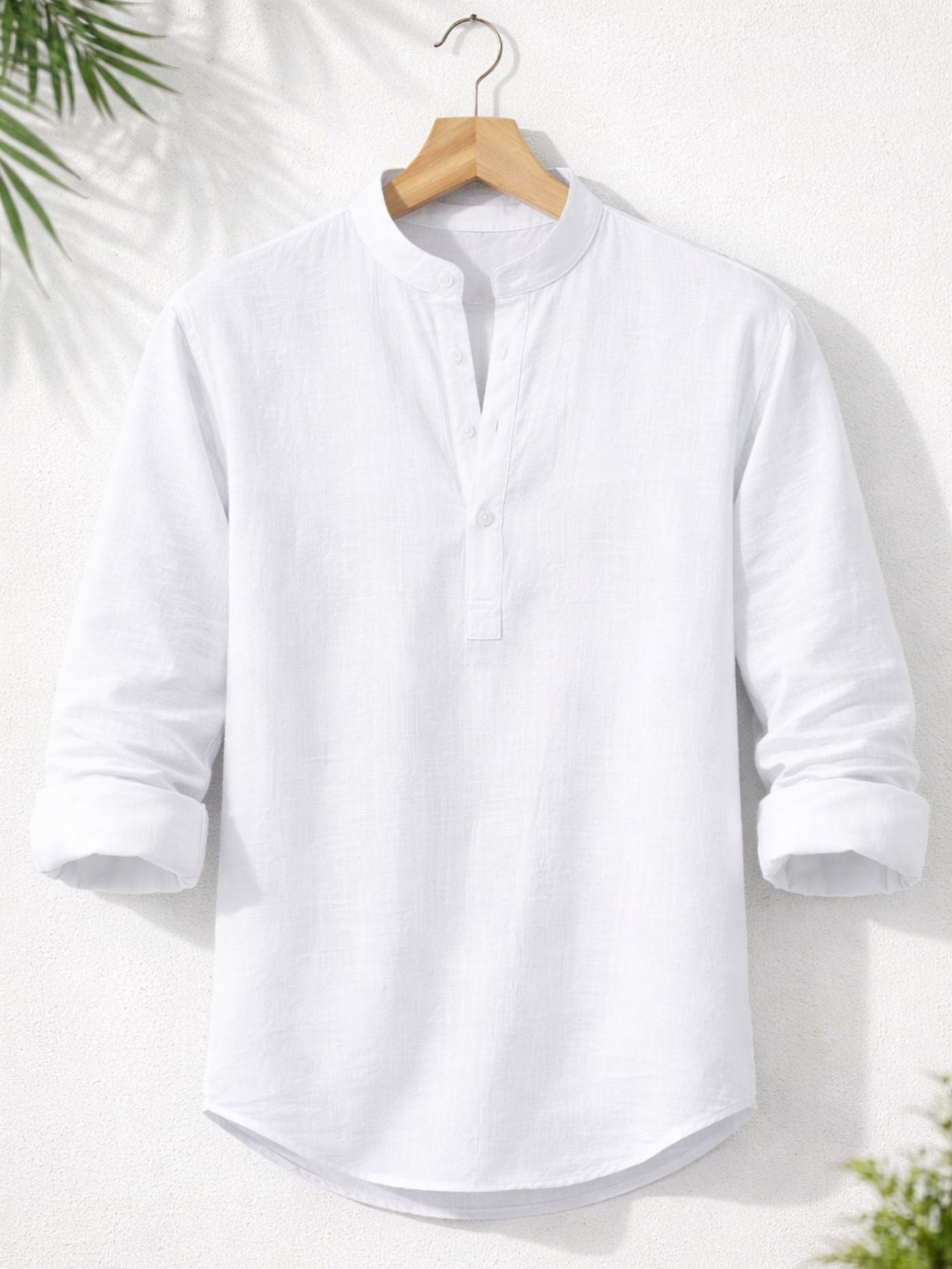 White Henley Regular-Fit Shirt